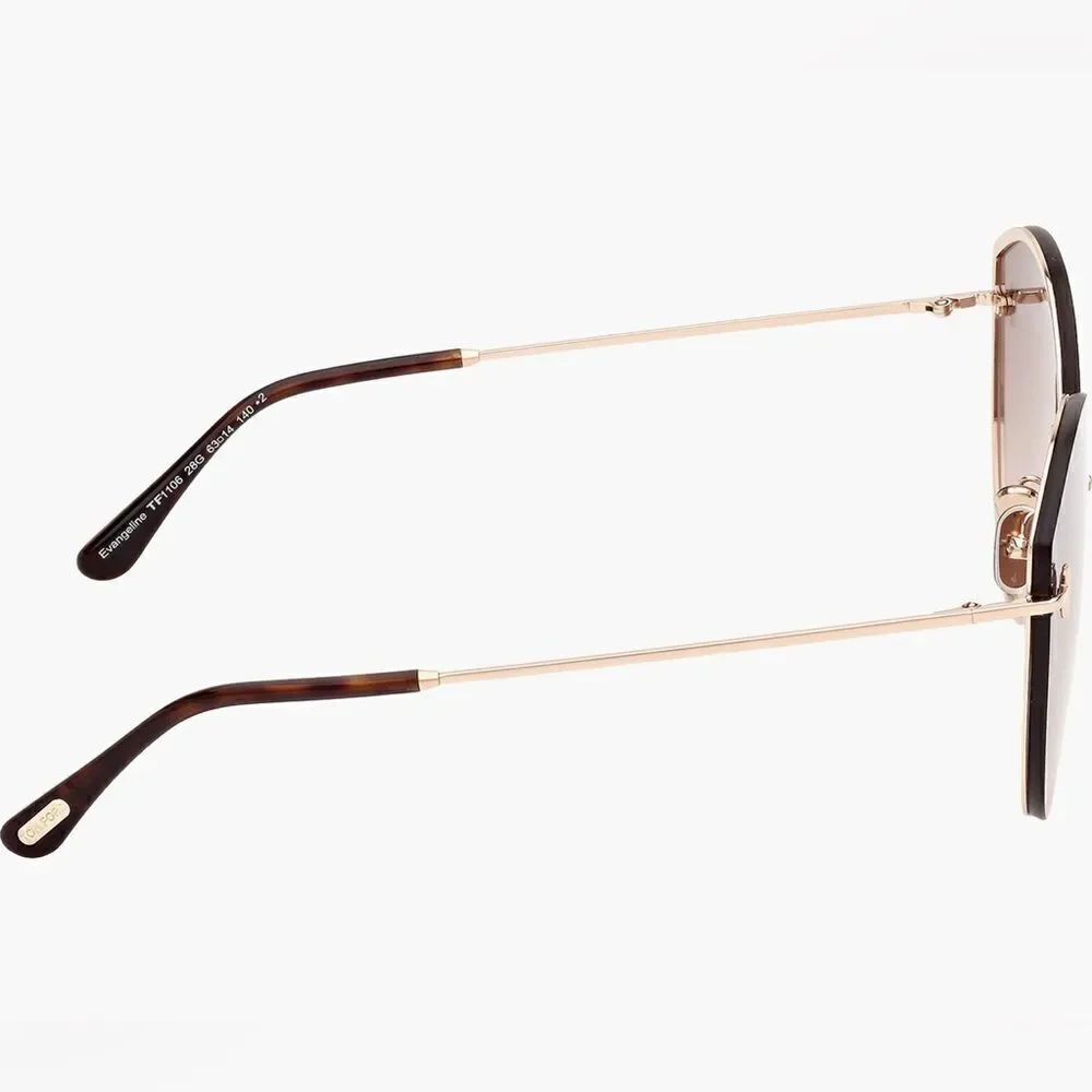 Tom Ford Evangeline 63mm Oversized Gradient Cat Eye Sun glasses rose gold/brown
